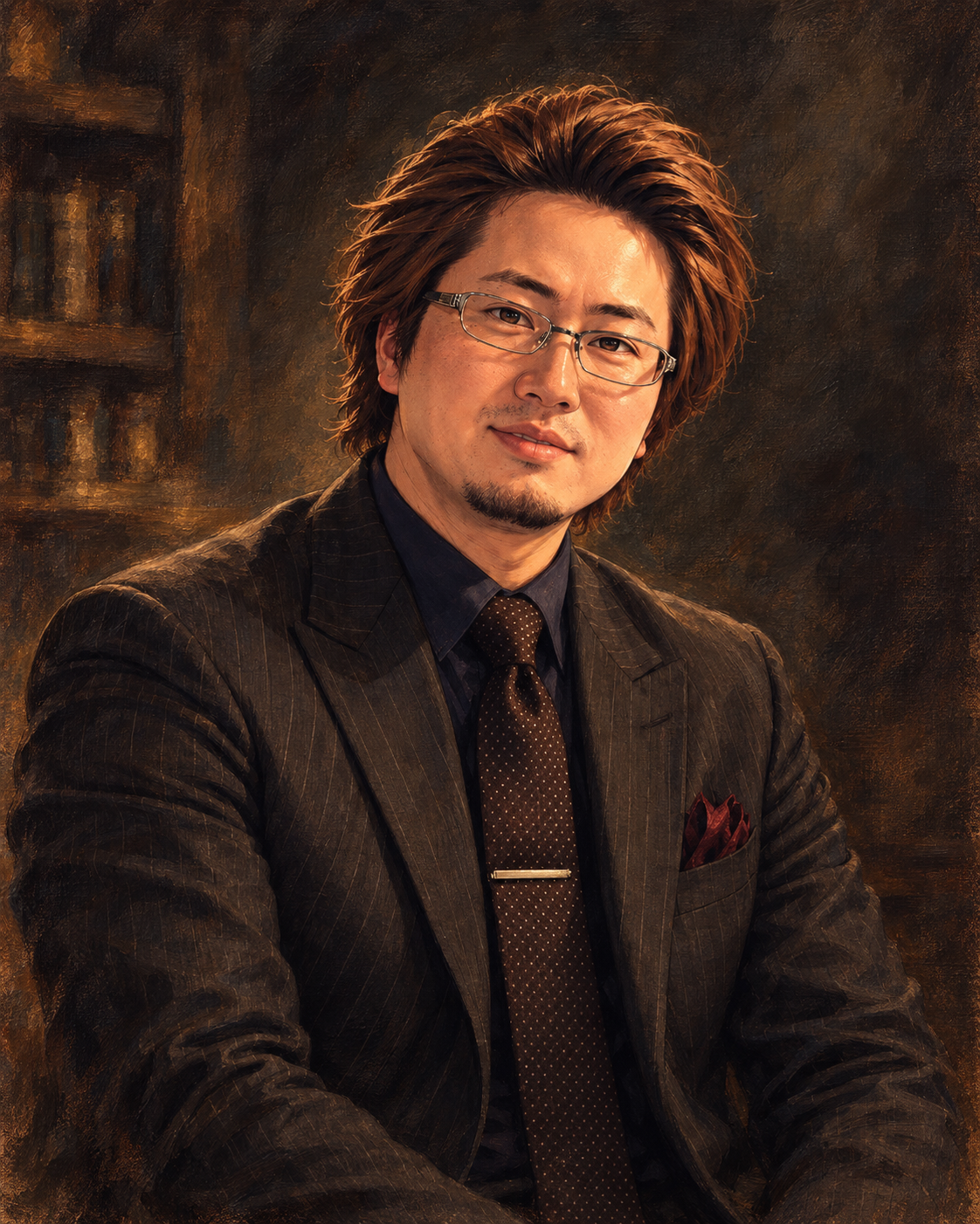 マスターの公式参考画像をもとに制作した油彩風の肖像画